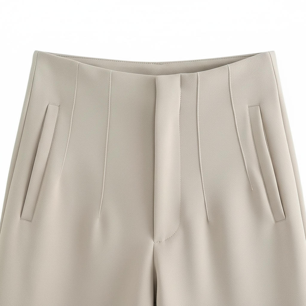 Pantalon femme taille haute slim en coupe crayon longue raffiné