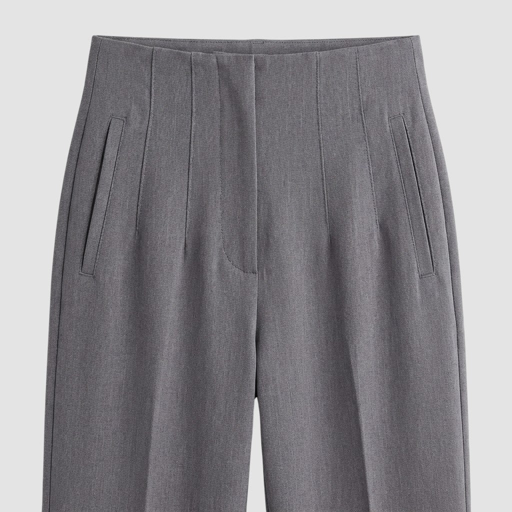 Pantalon femme taille haute slim en coupe crayon longue raffiné