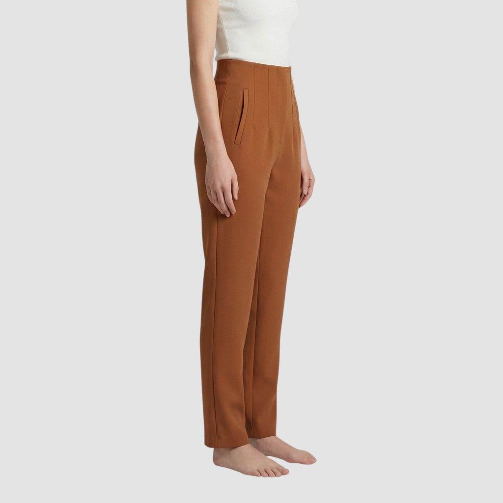 Pantalon femme taille haute slim en coupe crayon longue raffiné