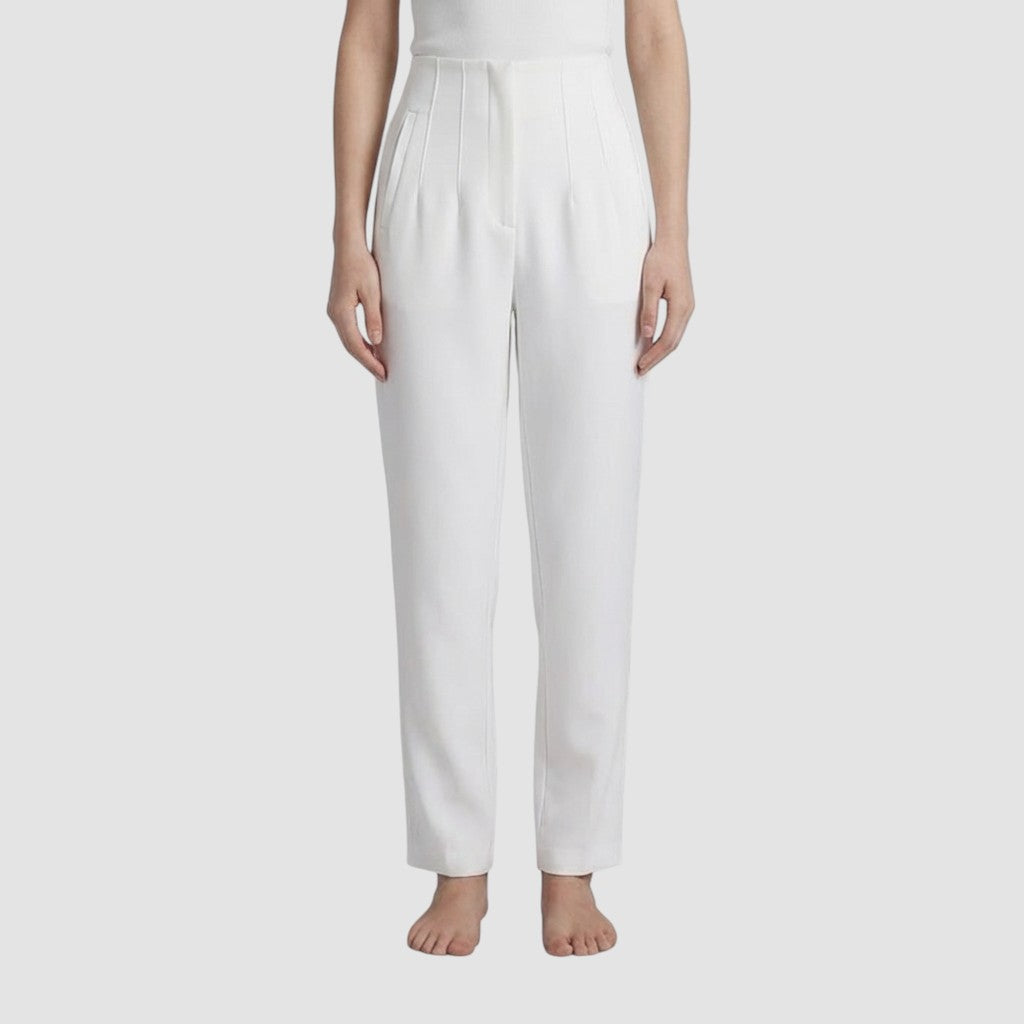 Pantalon femme taille haute slim en coupe crayon longue raffiné