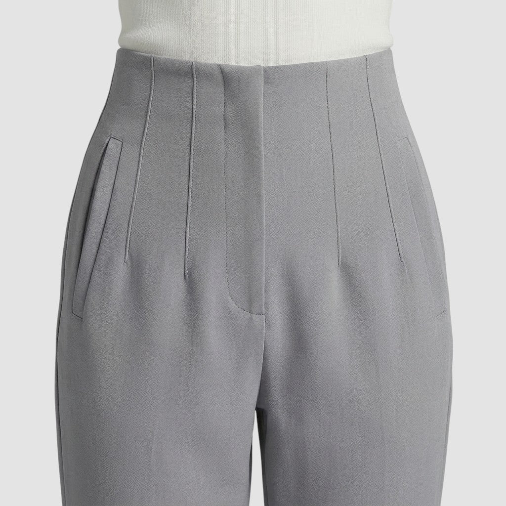 Pantalon femme taille haute slim en coupe crayon longue raffiné