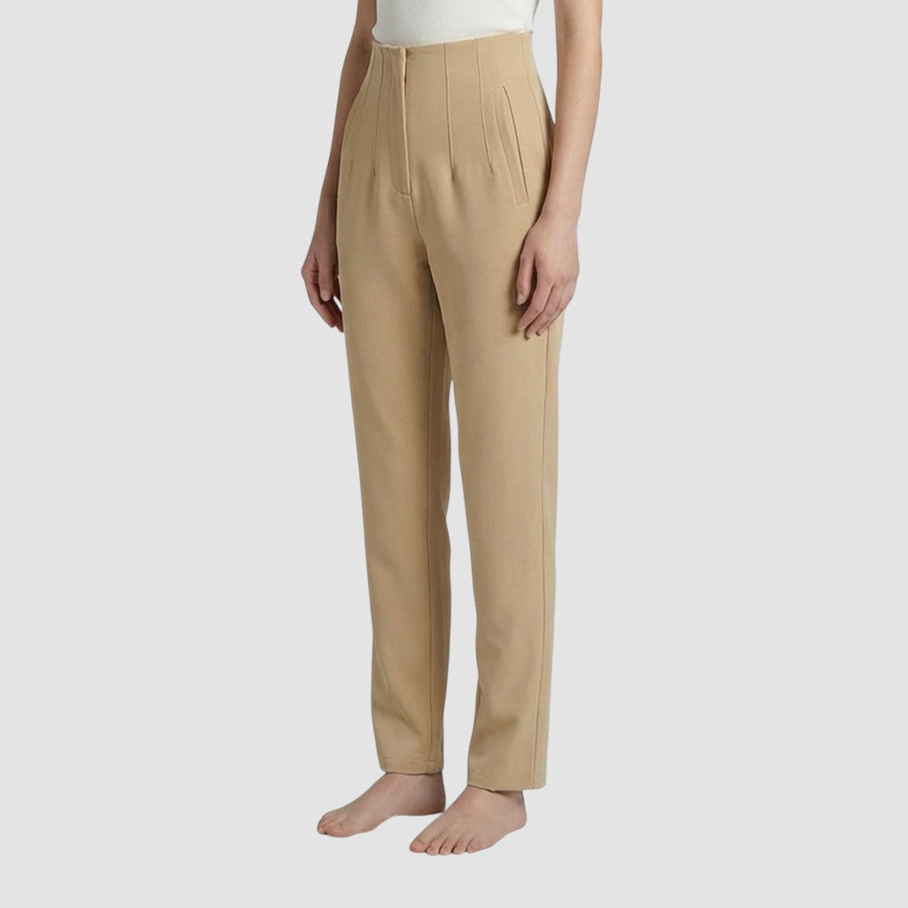 Pantalon femme taille haute slim en coupe crayon longue raffiné