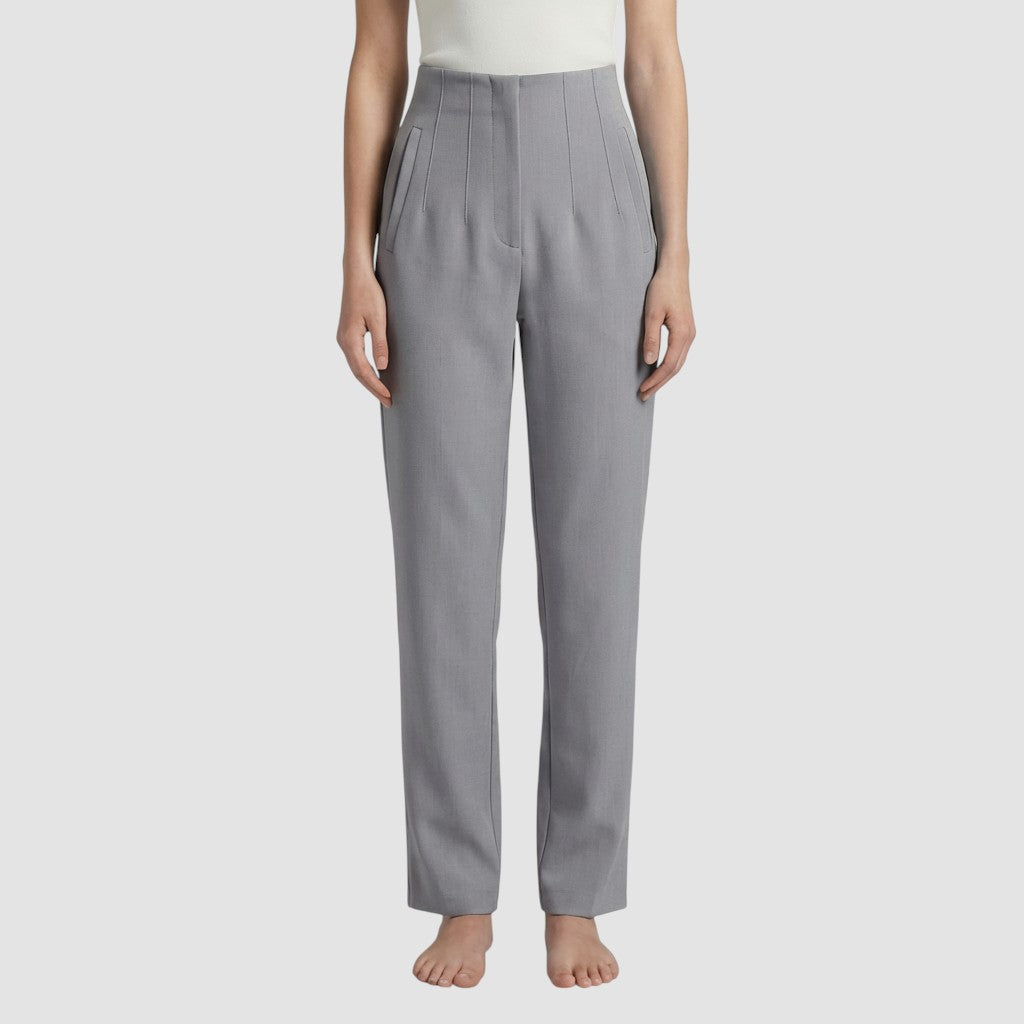 Pantalon femme taille haute slim en coupe crayon longue raffiné