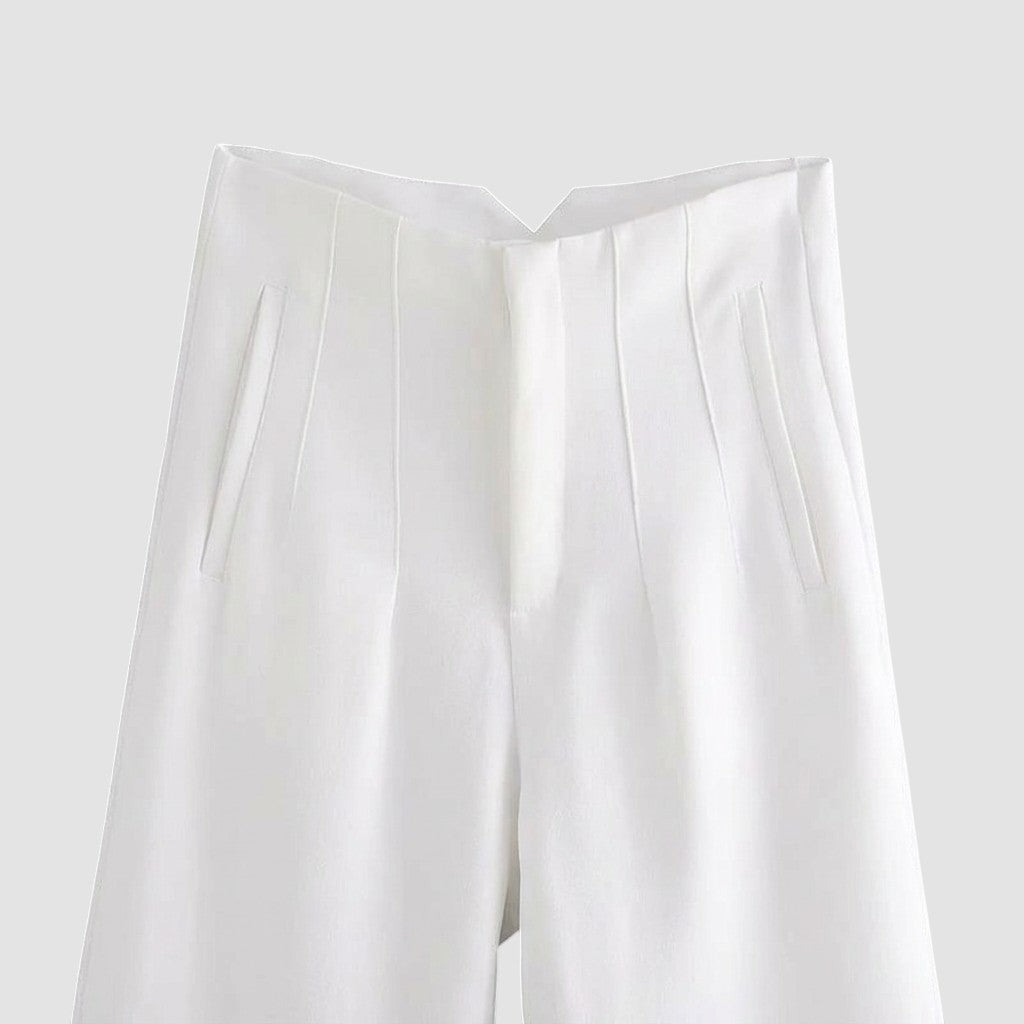 Pantalon femme taille haute slim en coupe crayon longue raffiné