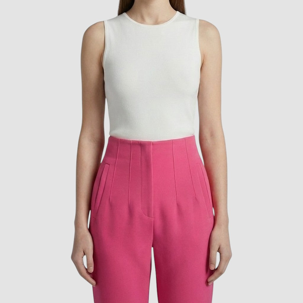 Pantalon femme taille haute slim en coupe crayon longue raffiné