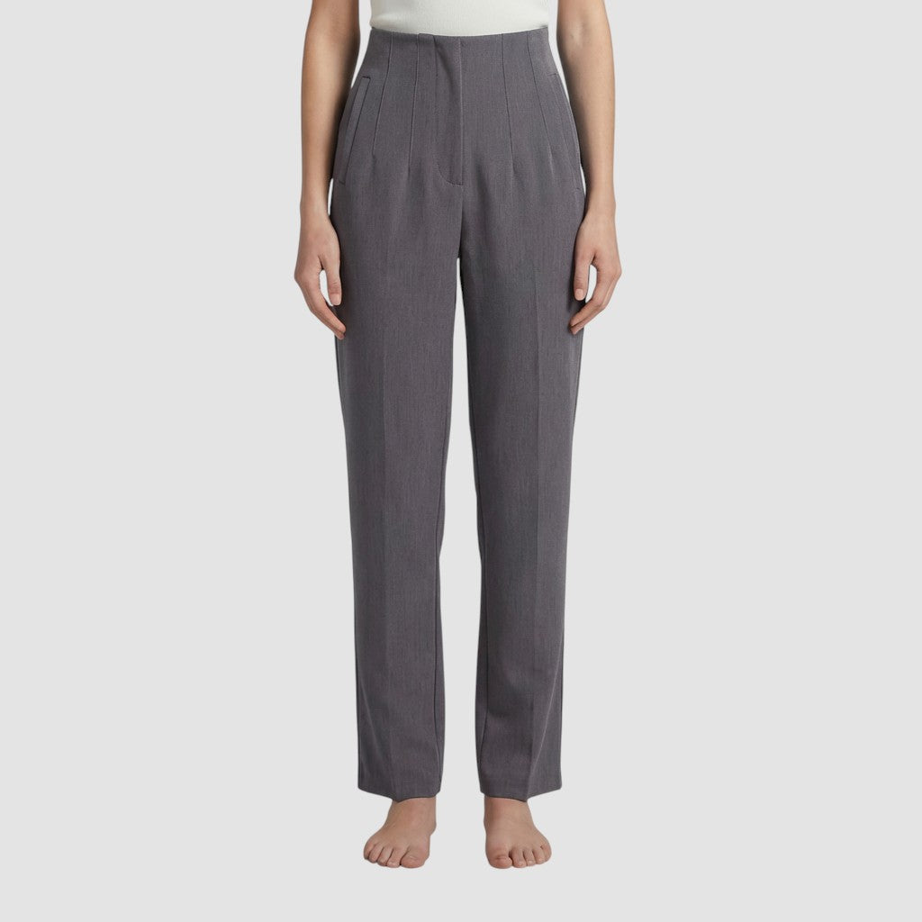 Pantalon femme taille haute slim en coupe crayon longue raffiné