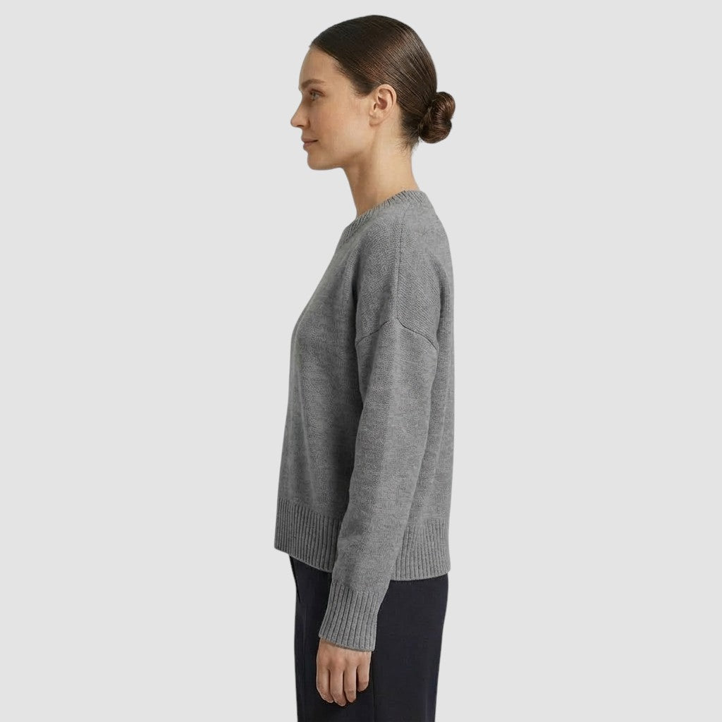Pull en maille à manches longues pour femme col rond doux