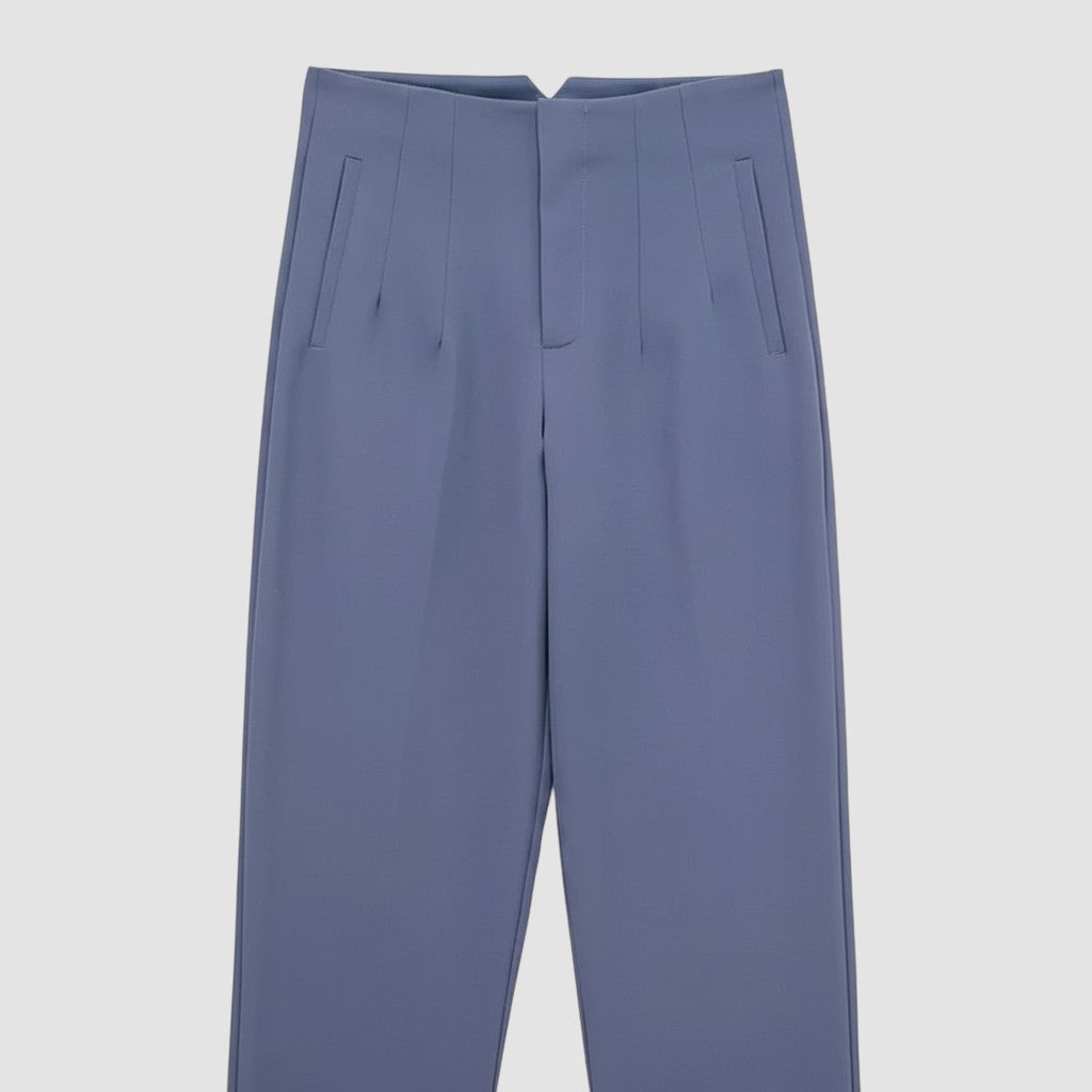 Pantalon femme taille haute slim en coupe crayon longue raffiné