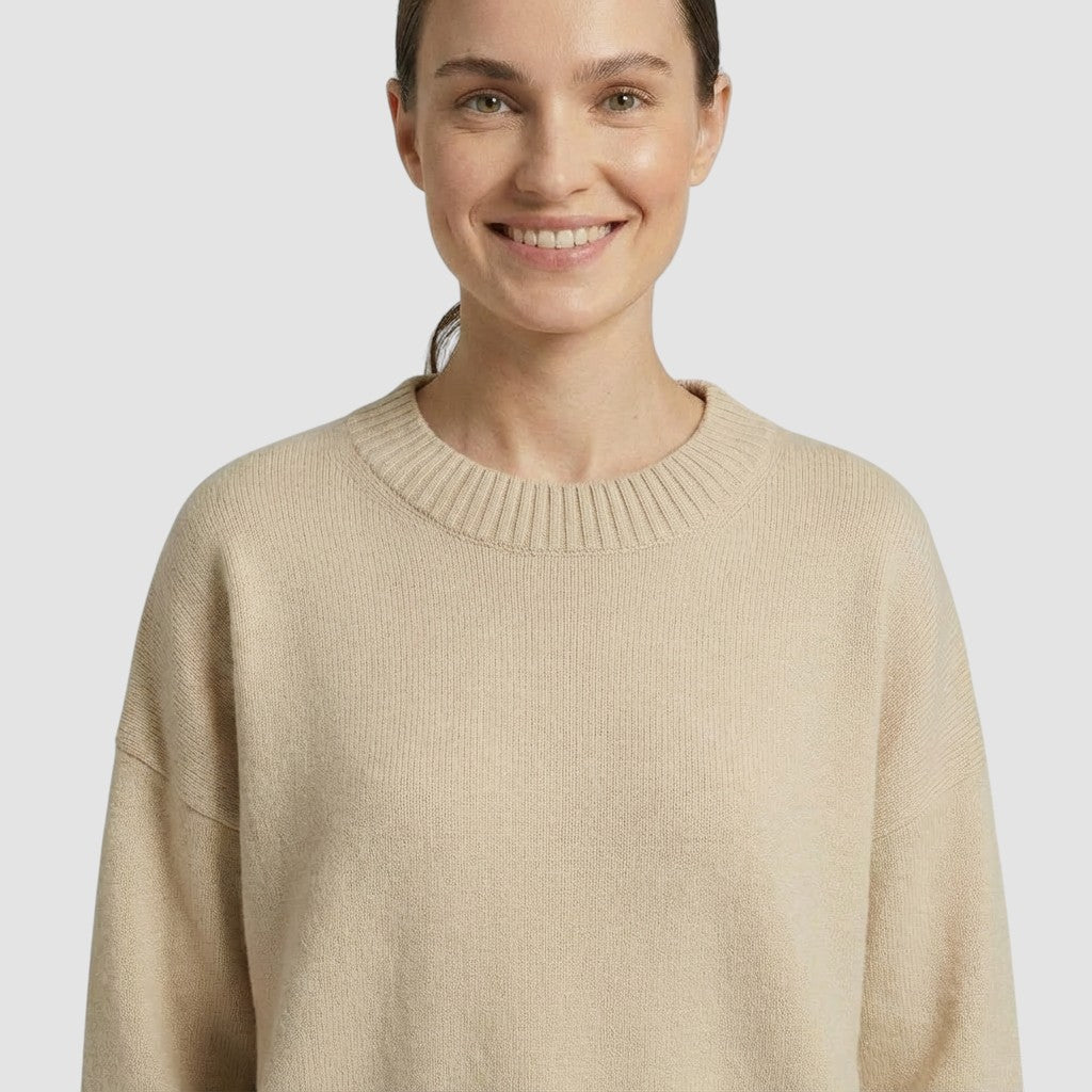 Pull en maille à manches longues pour femme col rond doux