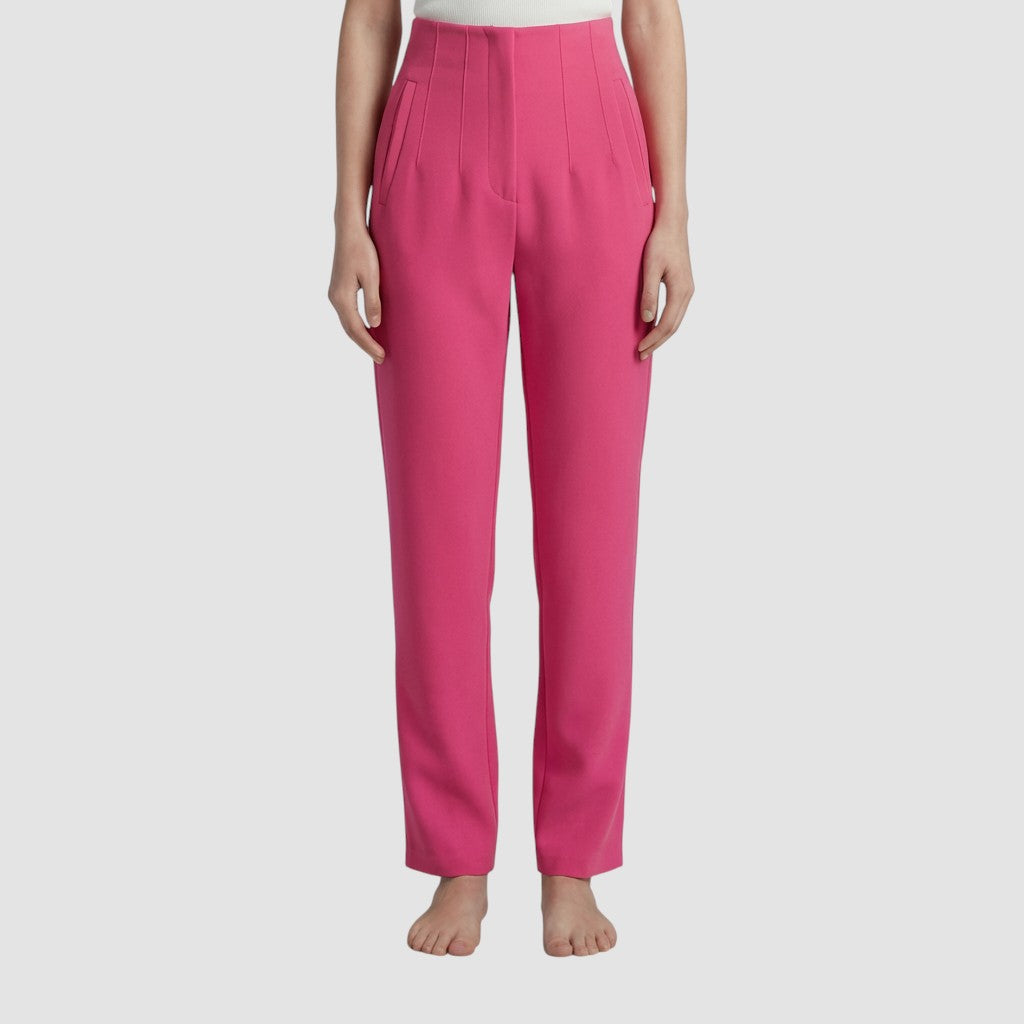 Pantalon femme taille haute slim en coupe crayon longue raffiné