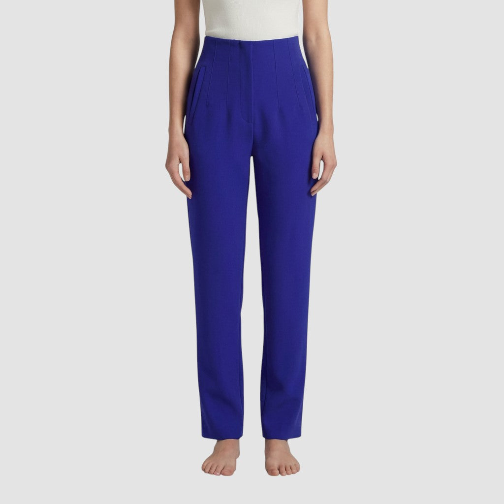 Pantalon femme taille haute slim en coupe crayon longue raffiné