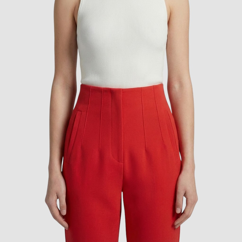 Pantalon femme taille haute slim en coupe crayon longue raffiné