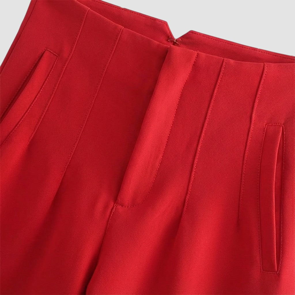 Pantalon femme taille haute slim en coupe crayon longue raffiné