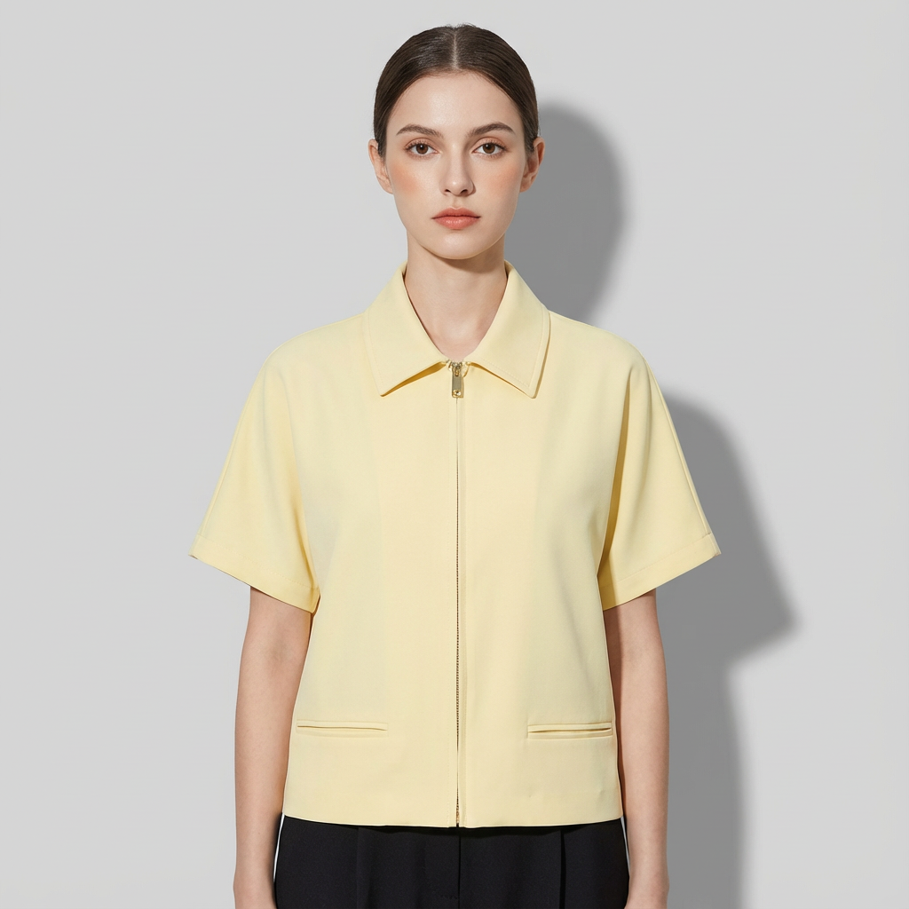 Veste varsity zippée à manches courtes pour femme coupe courte pour tenues