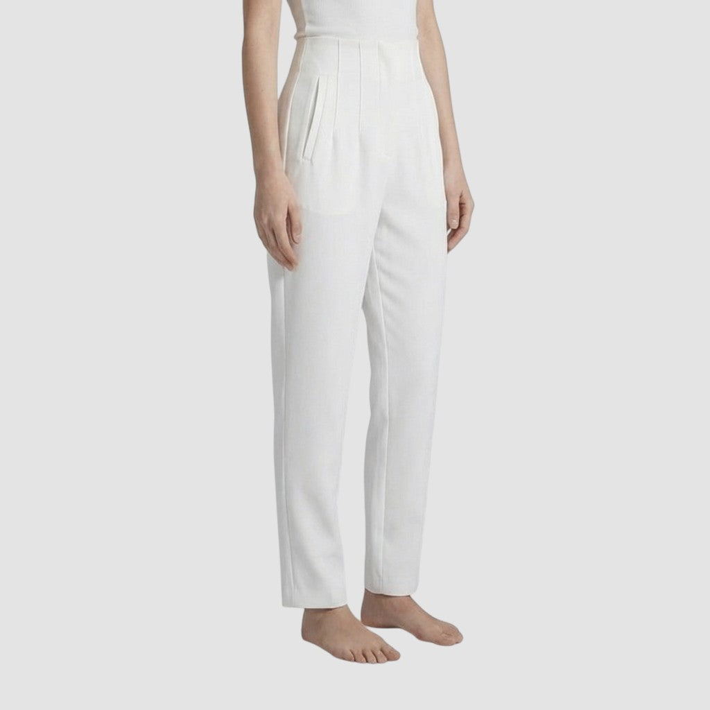 Pantalon femme taille haute slim en coupe crayon longue raffiné