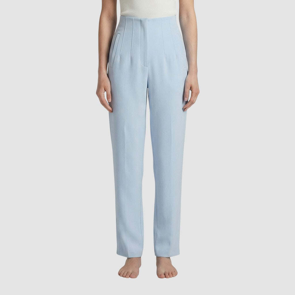 Pantalon femme taille haute slim en coupe crayon longue raffiné