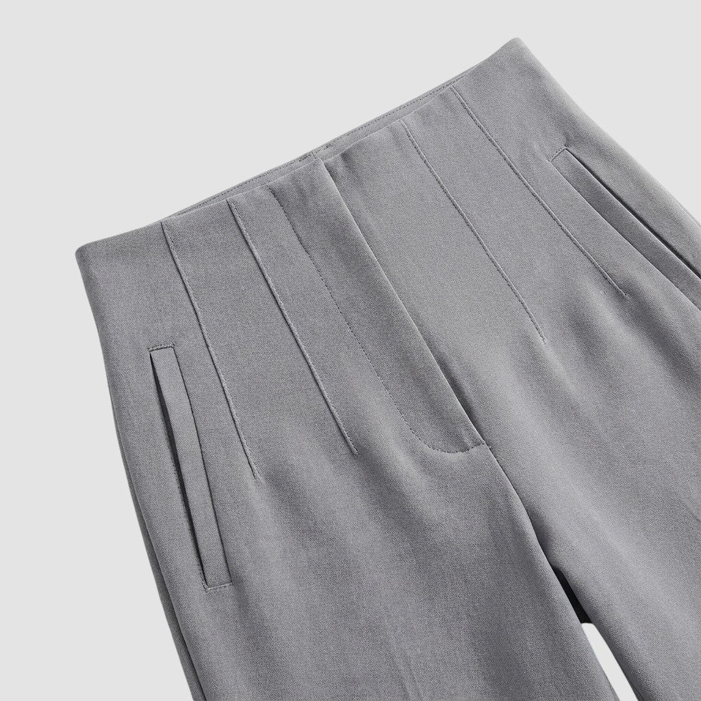 Pantalon femme taille haute slim en coupe crayon longue raffiné