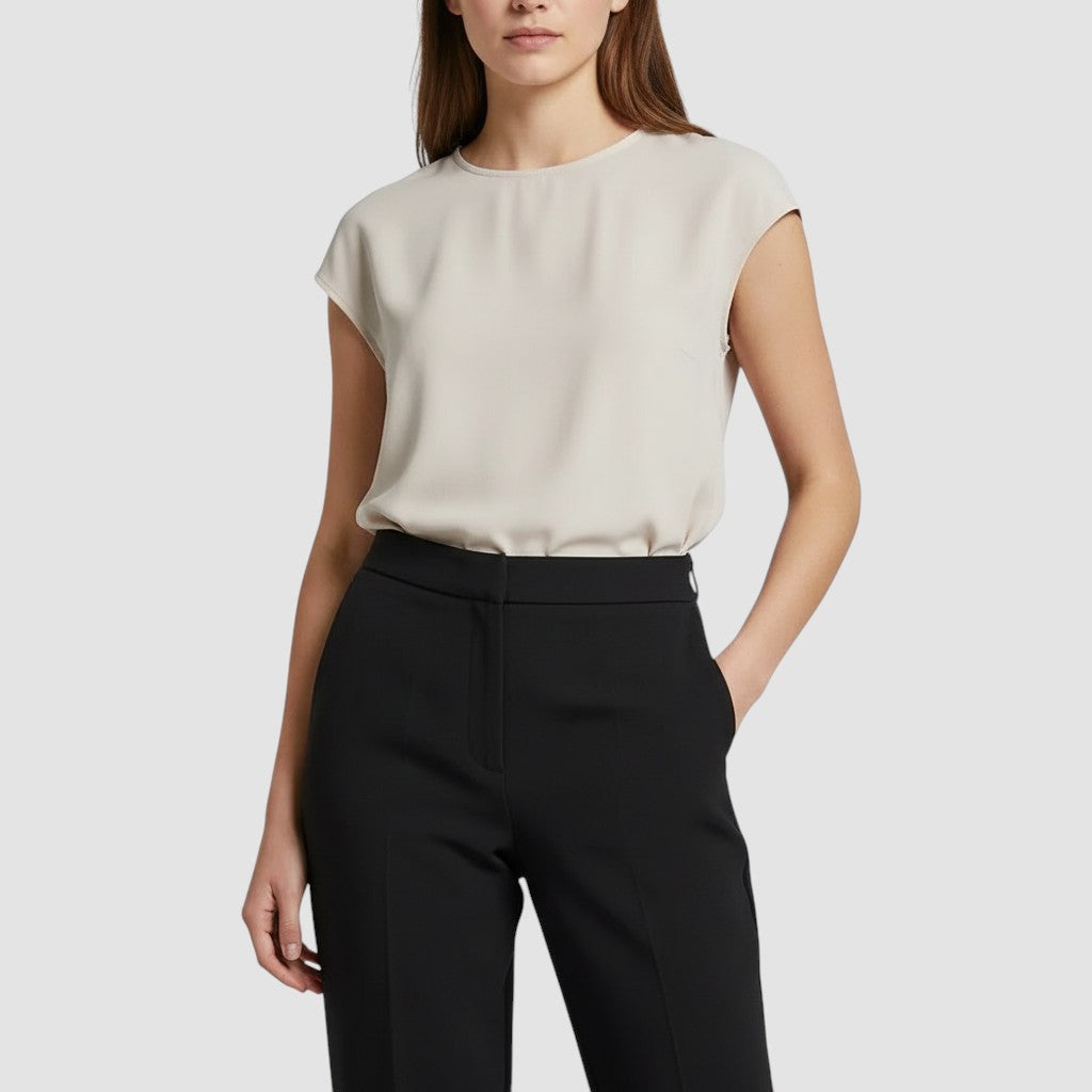 Pantalon femme taille haute slim en coupe crayon longue raffiné