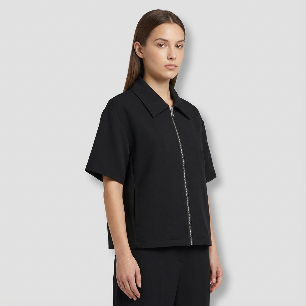 Veste varsity zippée à manches courtes pour femme coupe courte pour tenues