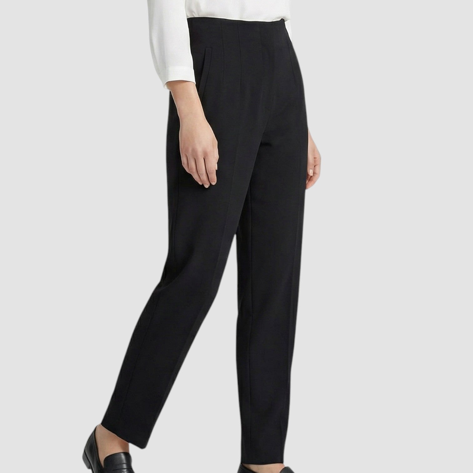 Pantalon femme taille haute slim en coupe crayon longue raffiné