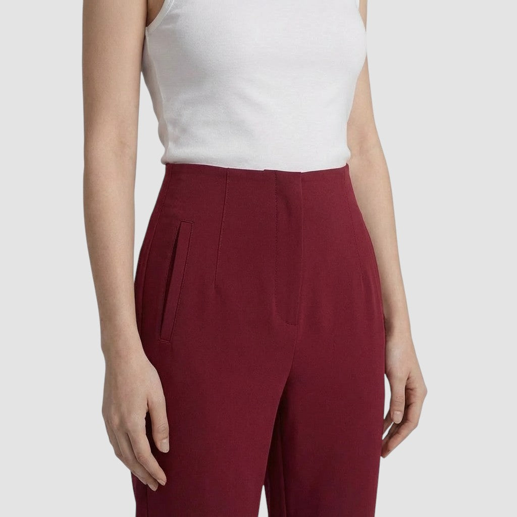 Pantalon femme taille haute slim en coupe crayon longue raffiné