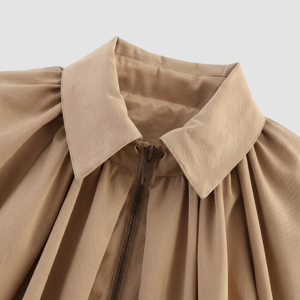 Veste Femme Unie à Revers Coupe Ample Manteau Fin Décontracté