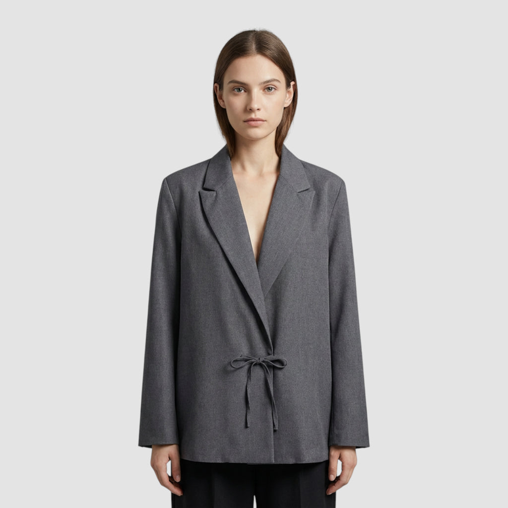 Blazer Femme en Tissu Mélangé au Design Simple et Ajusté