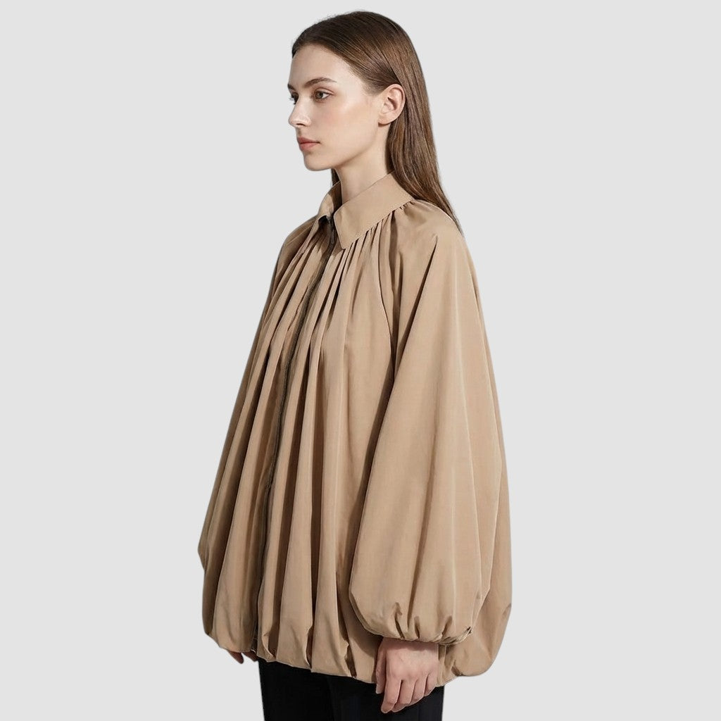 Veste Femme Unie à Revers Coupe Ample Manteau Fin Décontracté