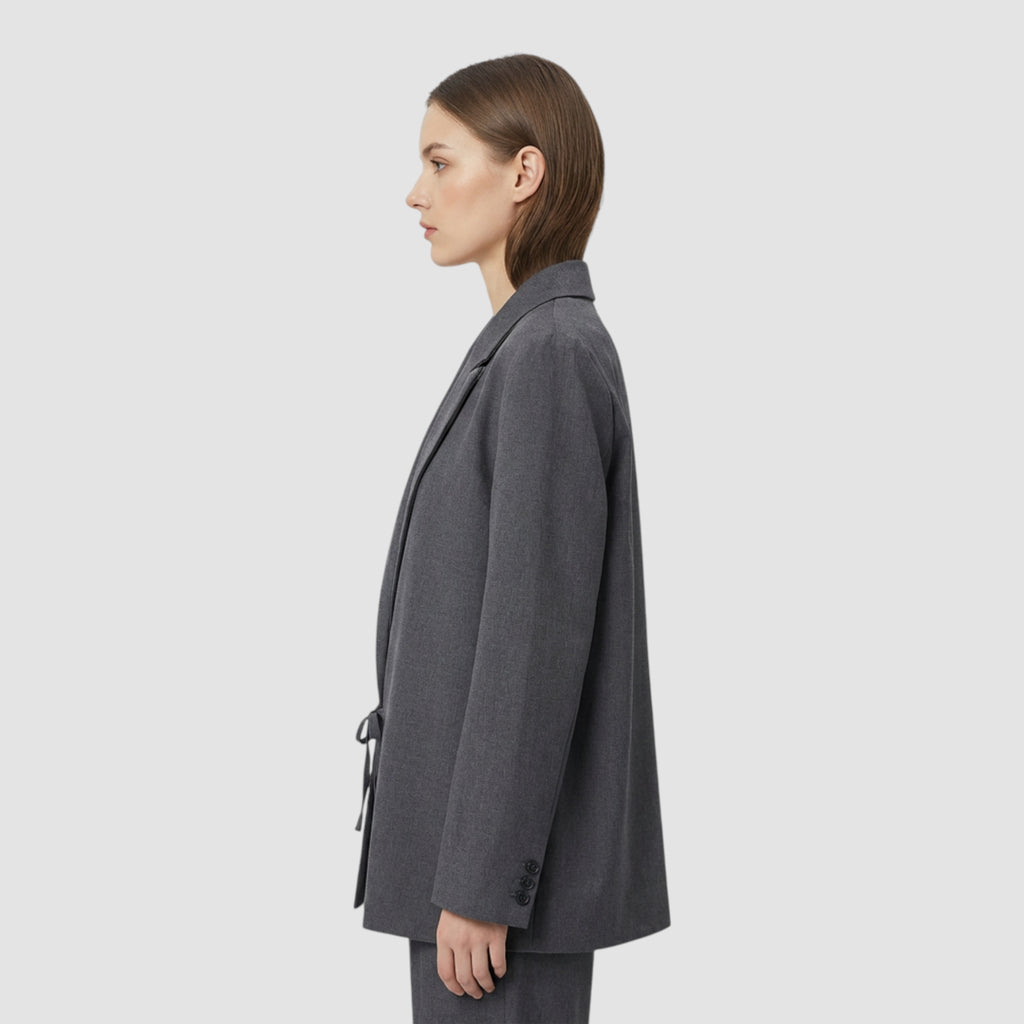 Blazer Femme en Tissu Mélangé au Design Simple et Ajusté