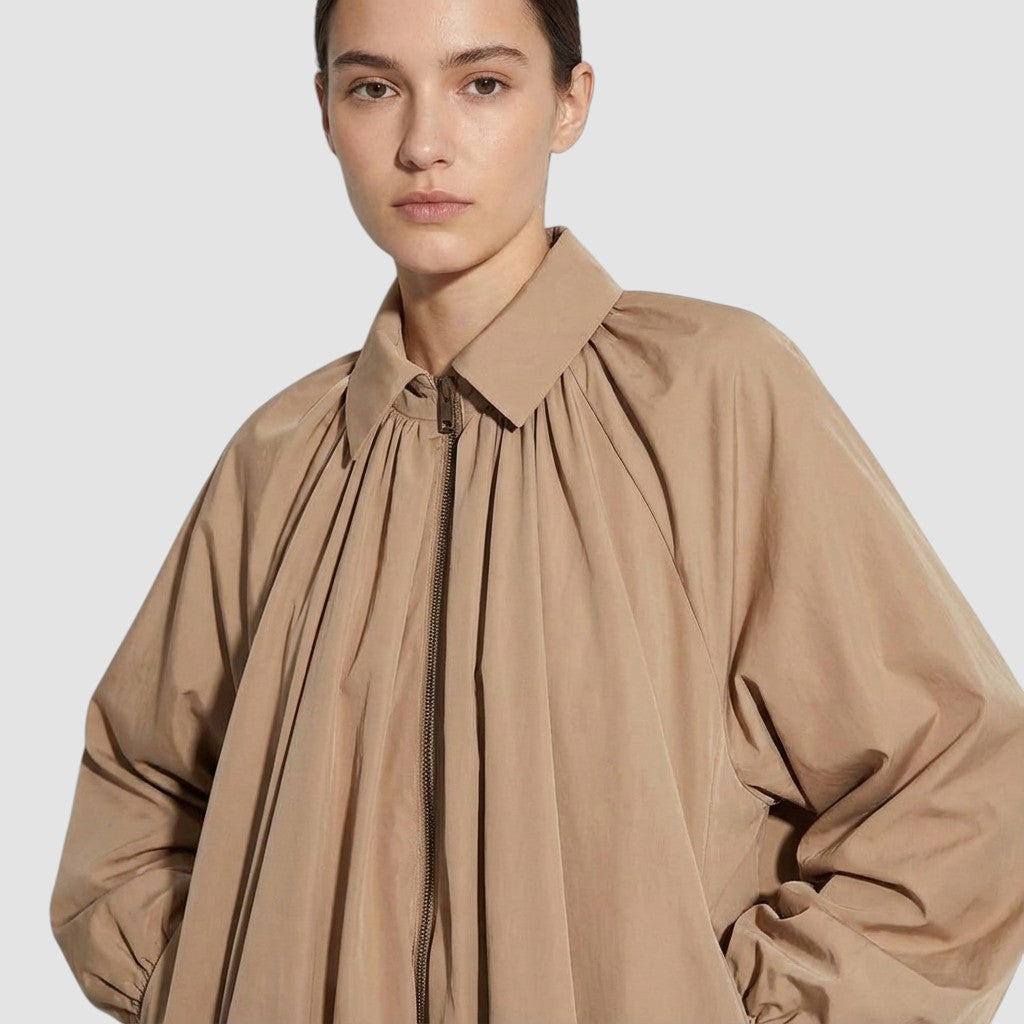 Veste Femme Unie à Revers Coupe Ample Manteau Fin Décontracté