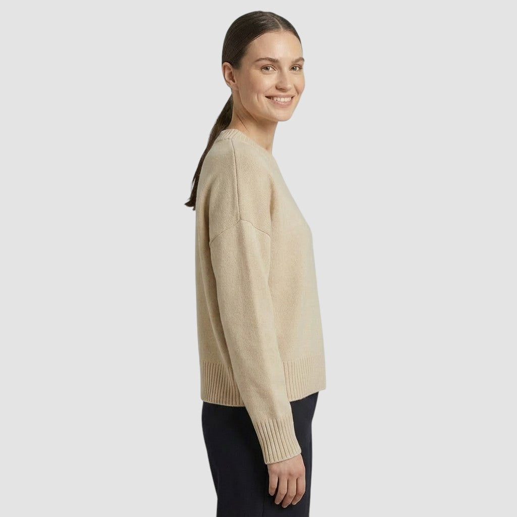 Pull en maille à manches longues pour femme col rond doux