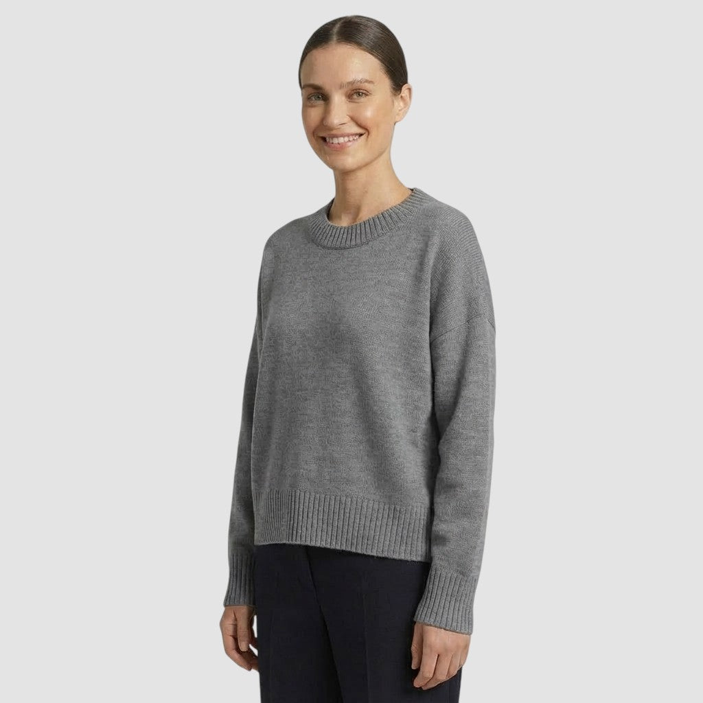 Pull en maille à manches longues pour femme col rond doux