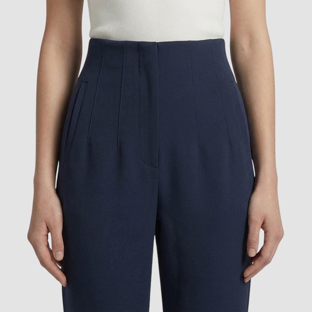 Pantalon femme taille haute slim en coupe crayon longue raffiné