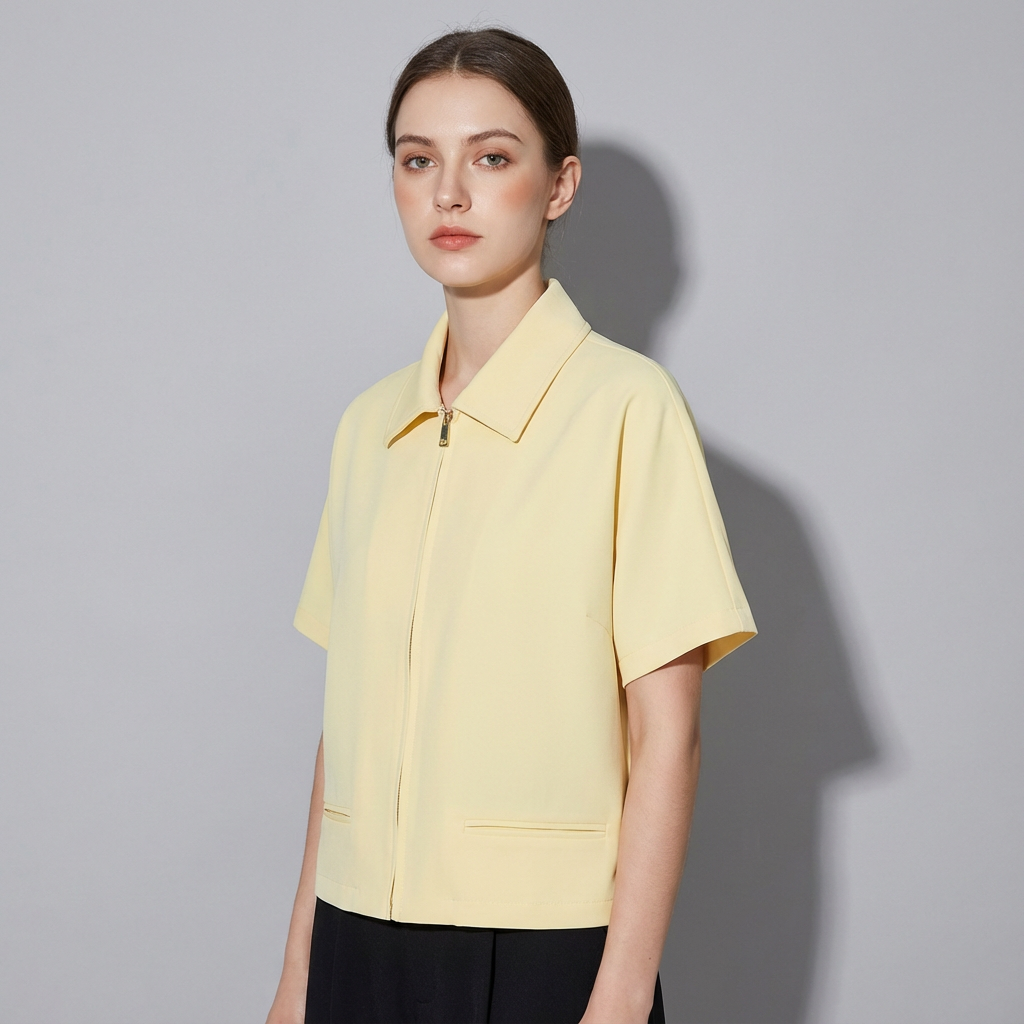 Veste varsity zippée à manches courtes pour femme coupe courte pour tenues