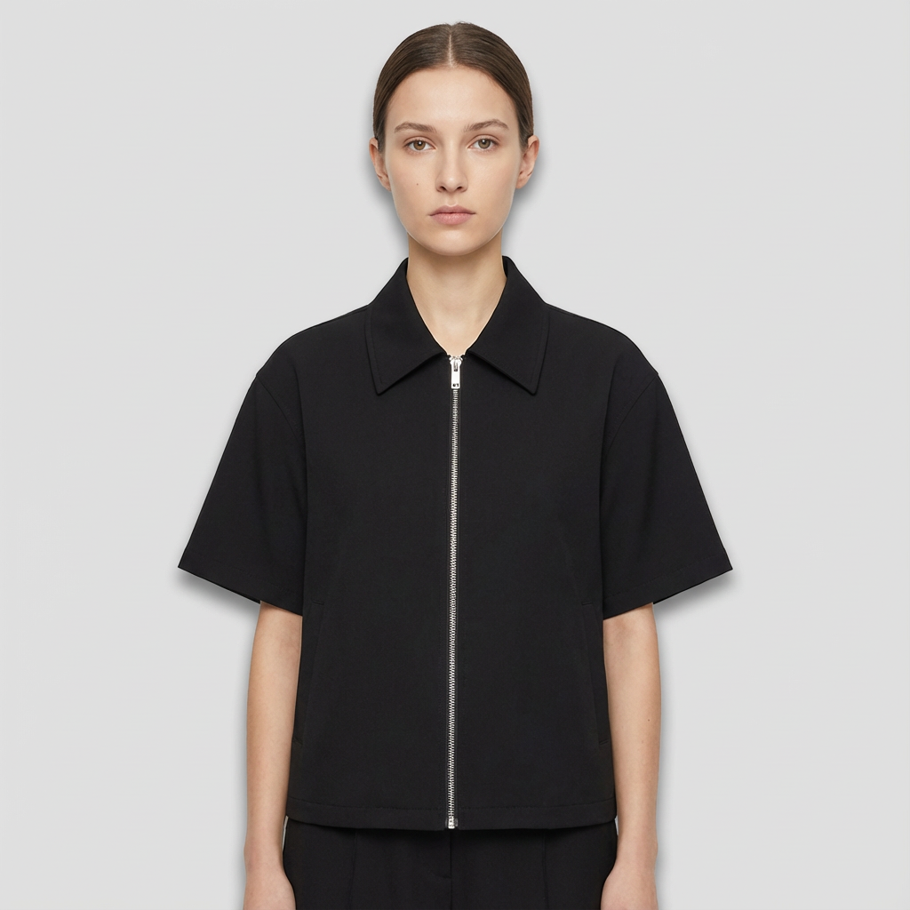 Veste varsity zippée à manches courtes pour femme coupe courte pour tenues