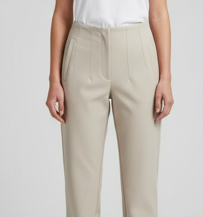 Pantalon femme taille haute slim en coupe crayon longue raffiné