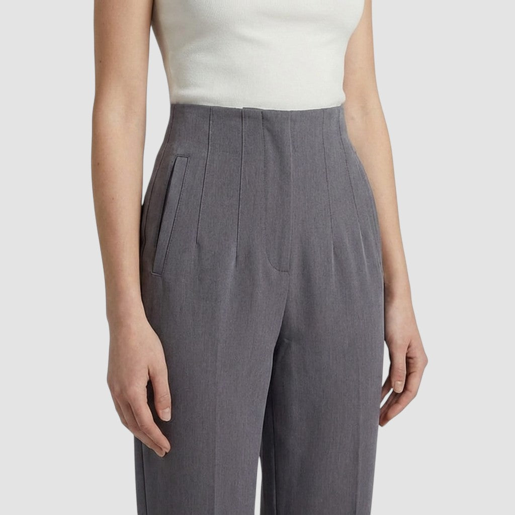 Pantalon femme taille haute slim en coupe crayon longue raffiné