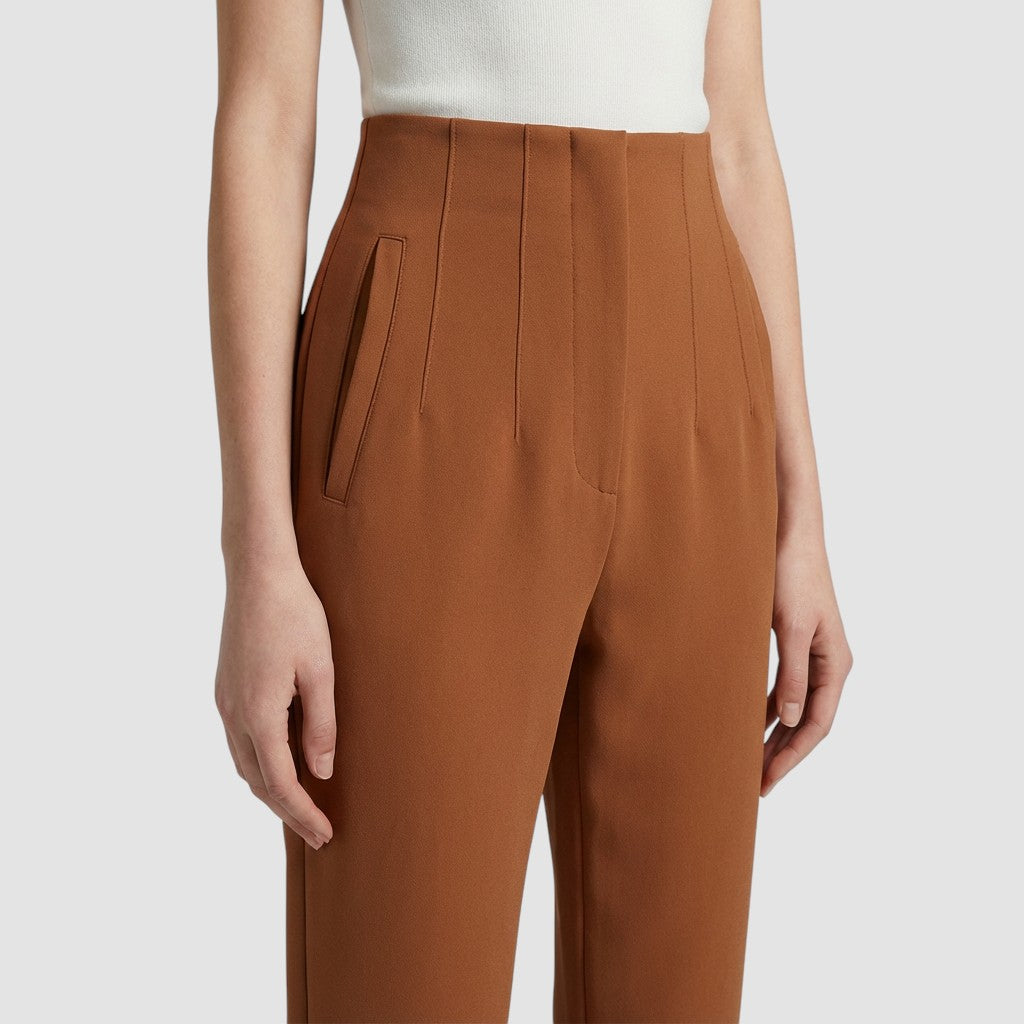 Pantalon femme taille haute slim en coupe crayon longue raffiné