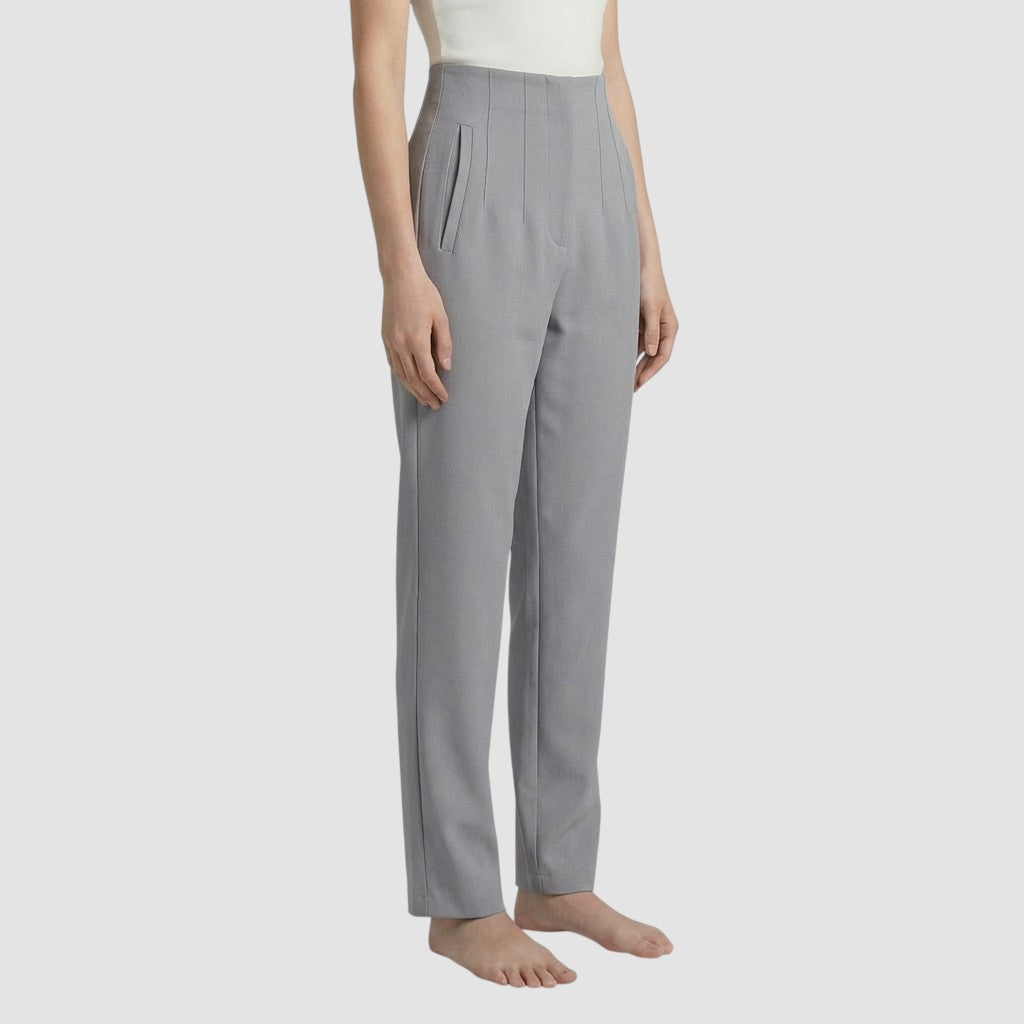 Pantalon femme taille haute slim en coupe crayon longue raffiné