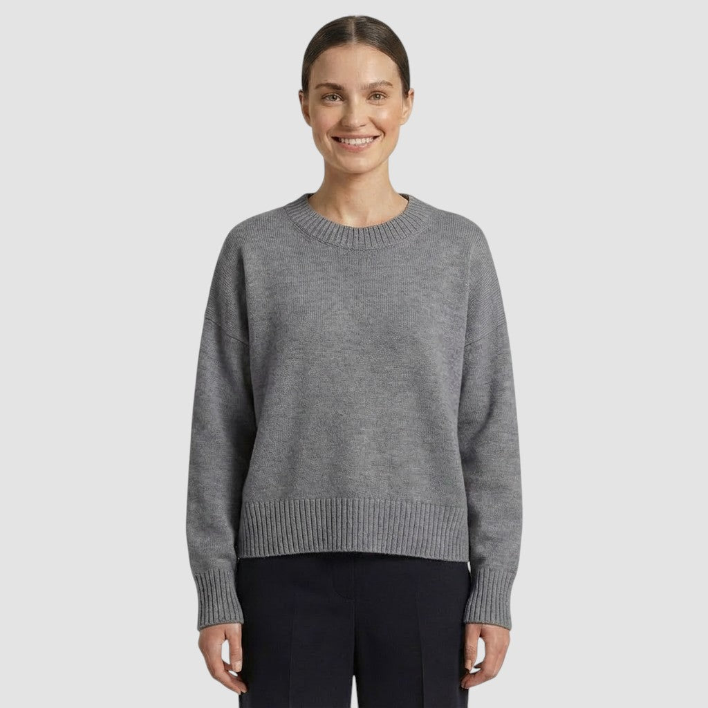 Pull en maille à manches longues pour femme col rond doux