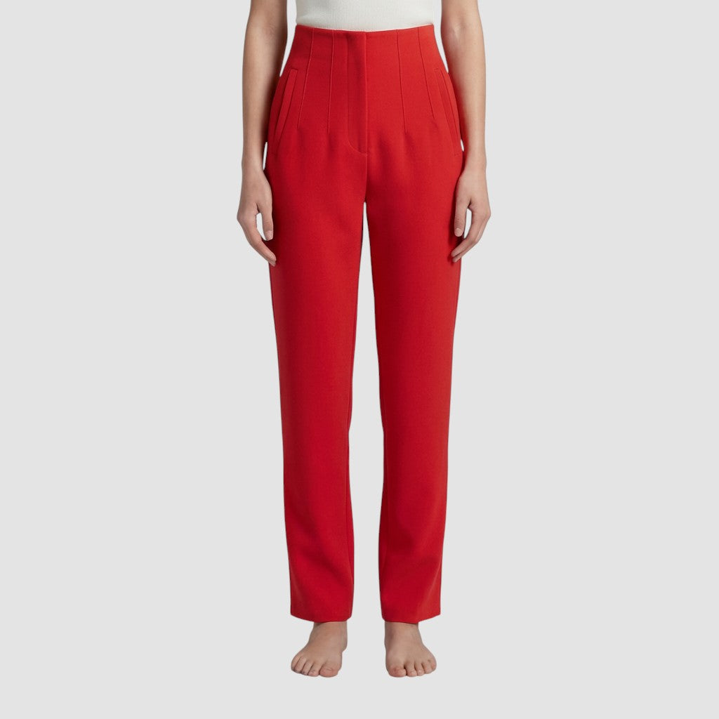 Pantalon femme taille haute slim en coupe crayon longue raffiné