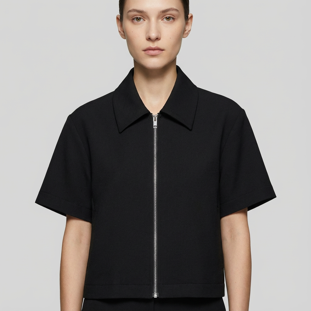 Veste varsity zippée à manches courtes pour femme coupe courte pour tenues