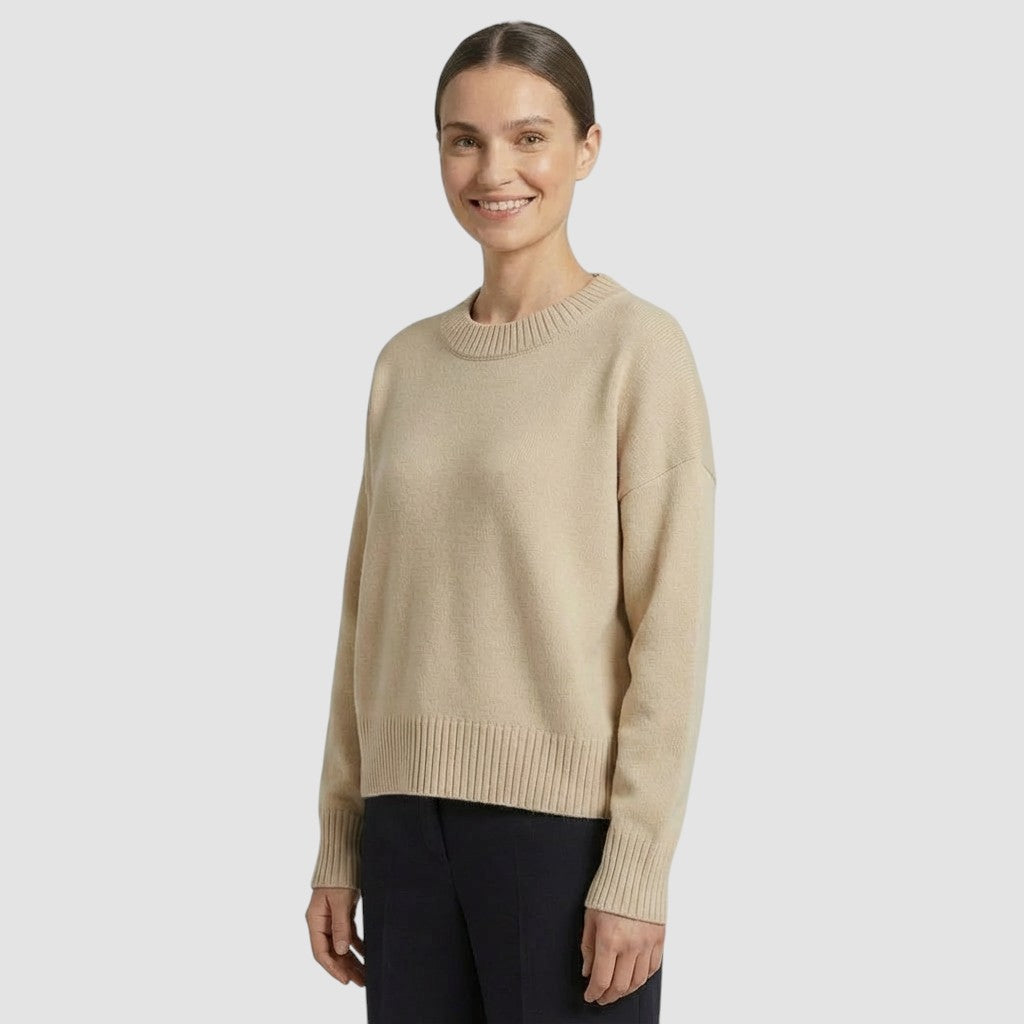 Pull en maille à manches longues pour femme col rond doux