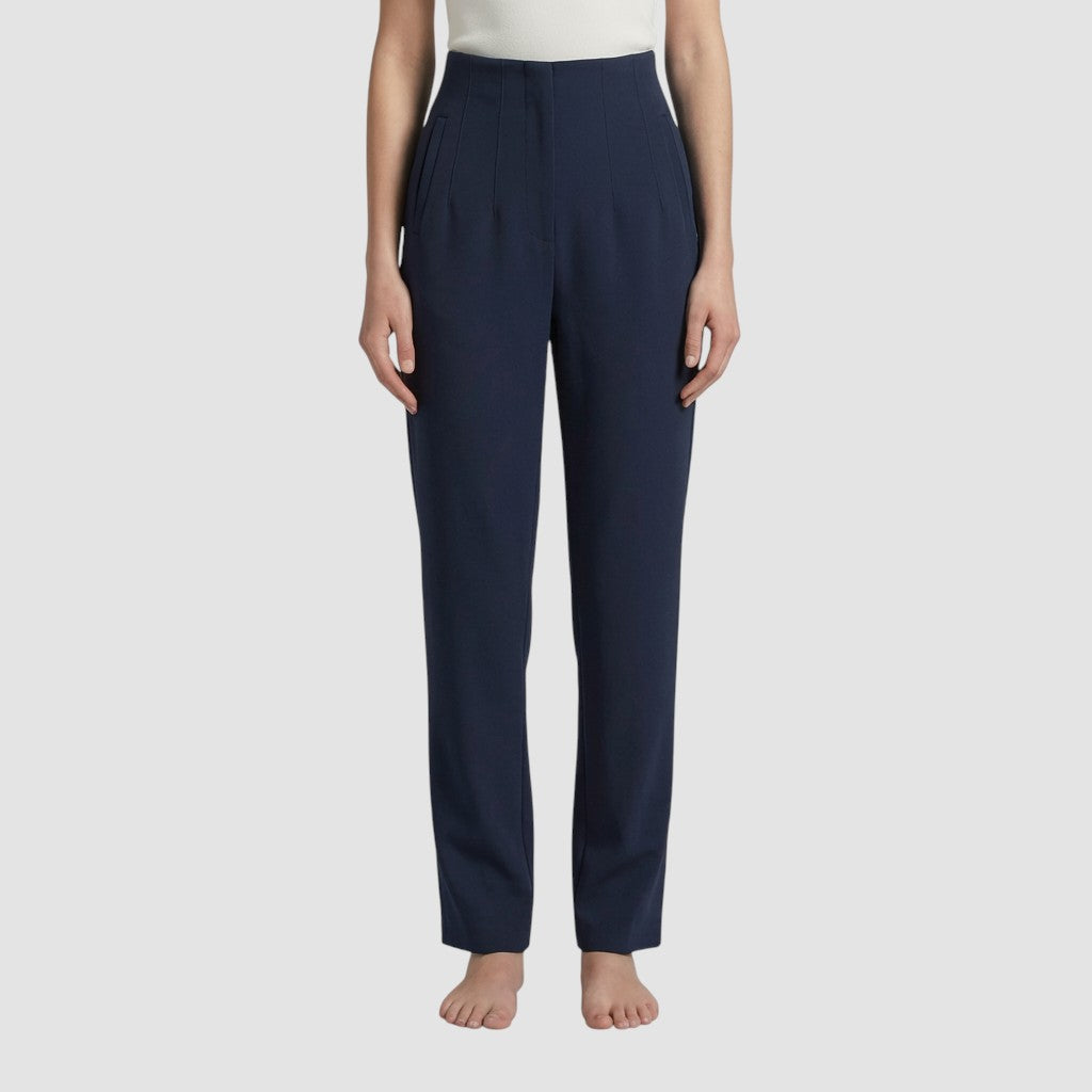 Pantalon femme taille haute slim en coupe crayon longue raffiné