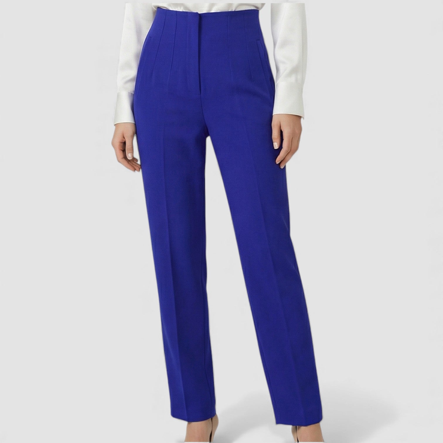 Pantalon femme taille haute slim en coupe crayon longue raffiné