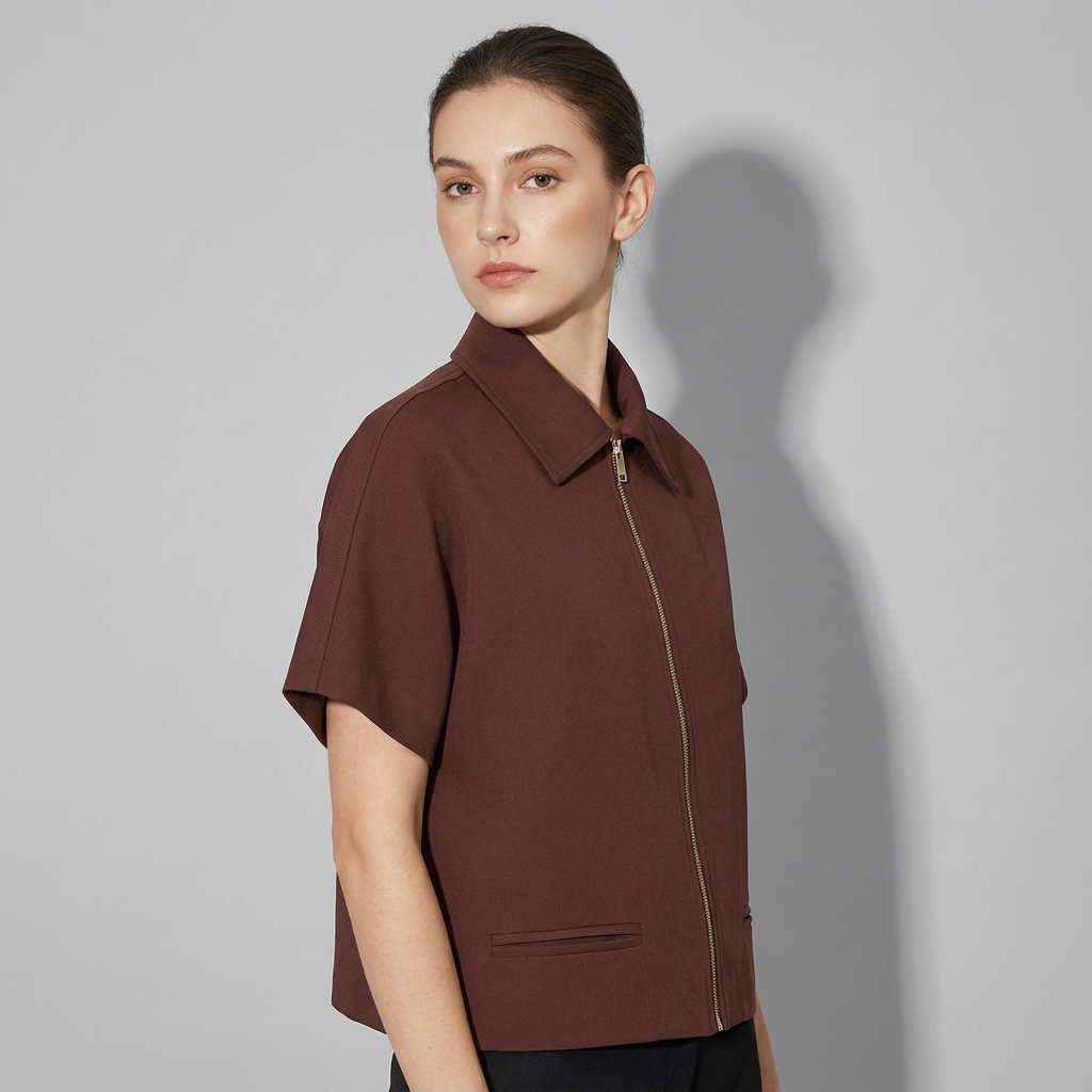 Veste varsity zippée à manches courtes pour femme coupe courte pour tenues