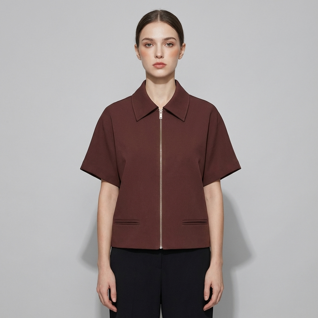 Veste varsity zippée à manches courtes pour femme coupe courte pour tenues