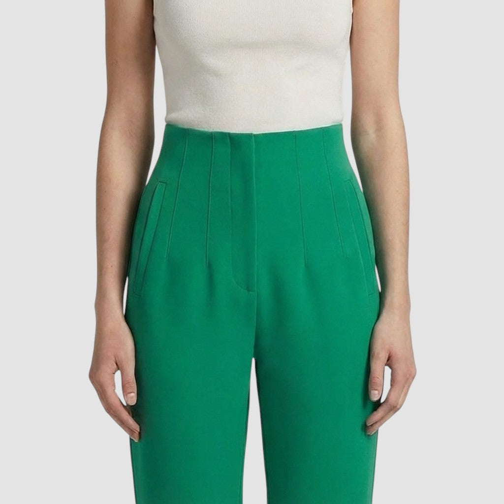 Pantalon femme taille haute slim en coupe crayon longue raffiné