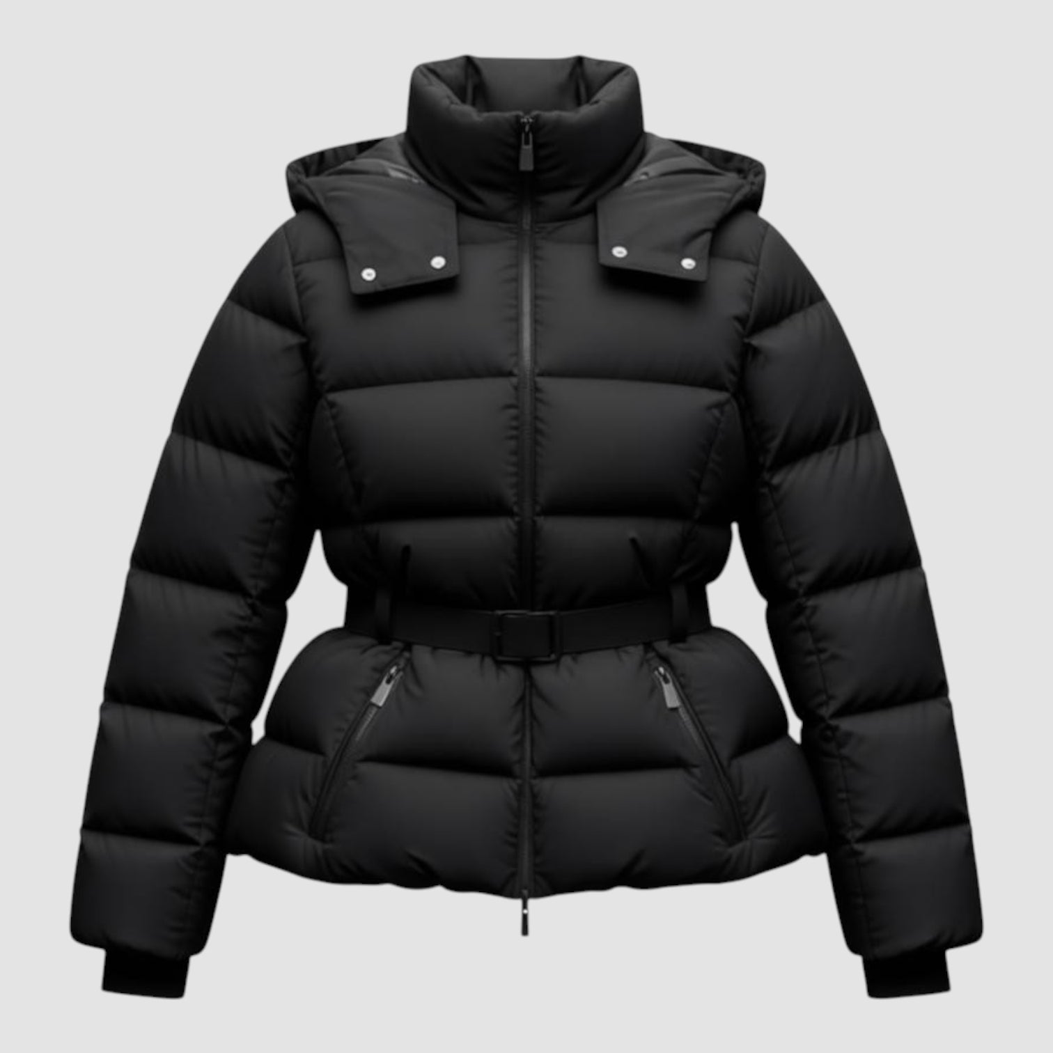 Veste d'hiver pour femme en duvet avec taille ceinturée et poignets