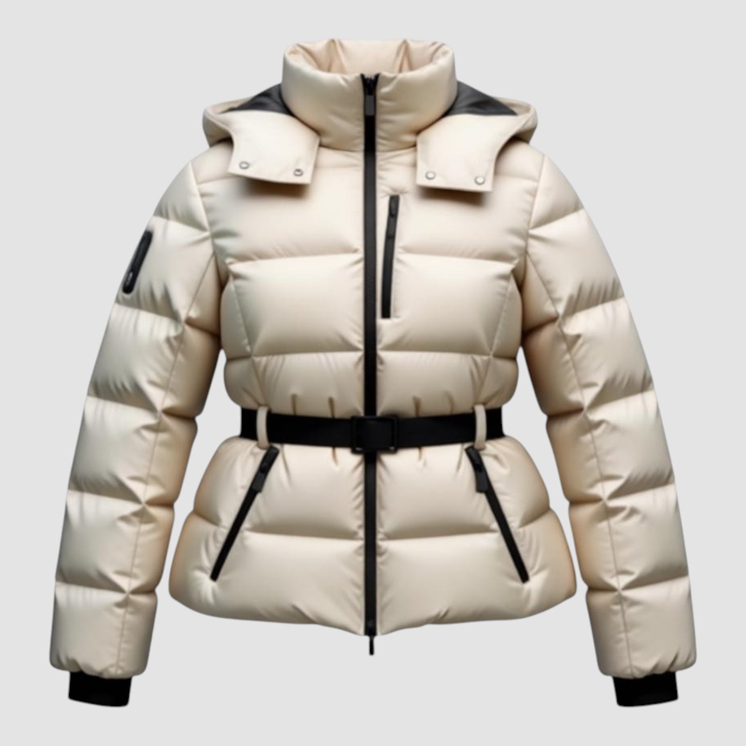 Veste d'hiver pour femme en duvet avec taille ceinturée et poignets